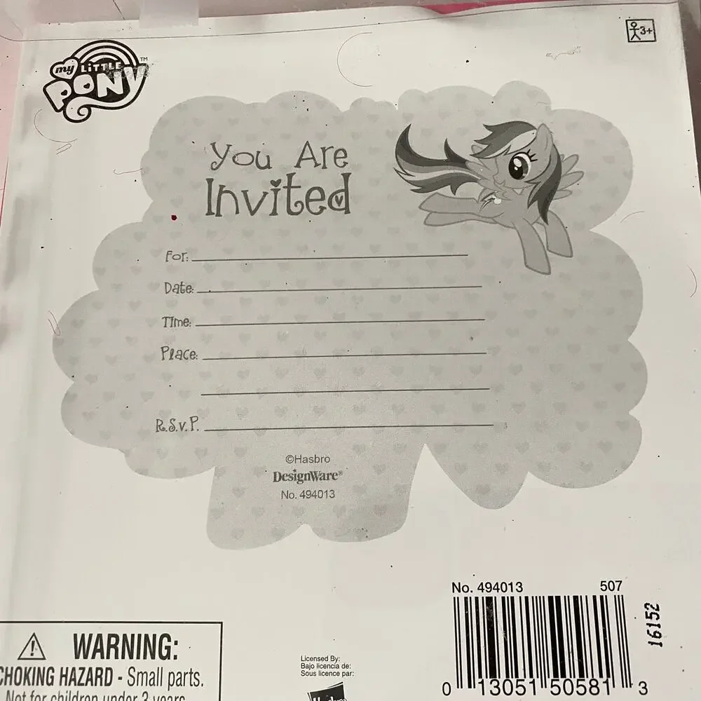 My Little Pony Party Lot Tablecover 8 Invitations Envelopes Hasbro DesignWare